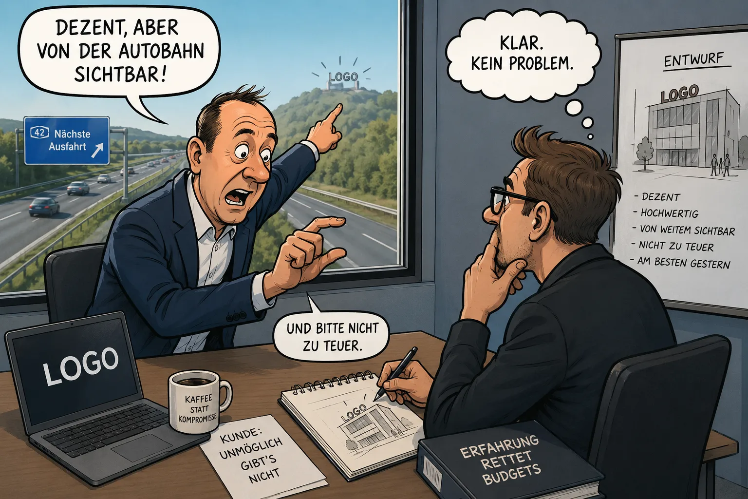 Dezent, aber von der Autobahn sichtbar