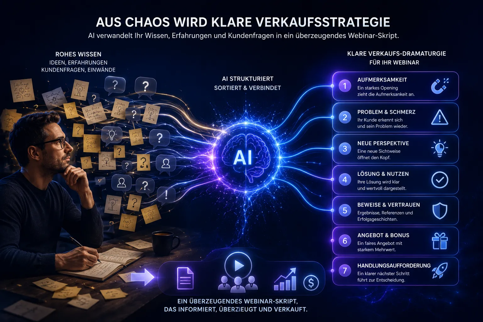 Rohes Wissen wird zu einer klaren Verkaufsdramaturgie